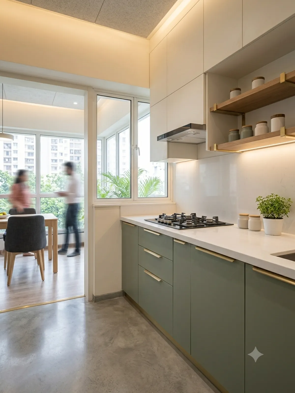 Modular kitchen with quartz countertop