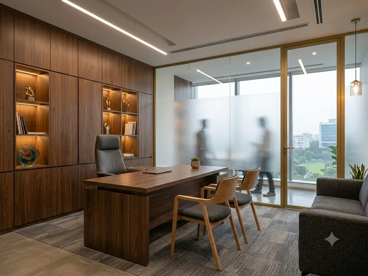 Executive MD cabin with wooden desk