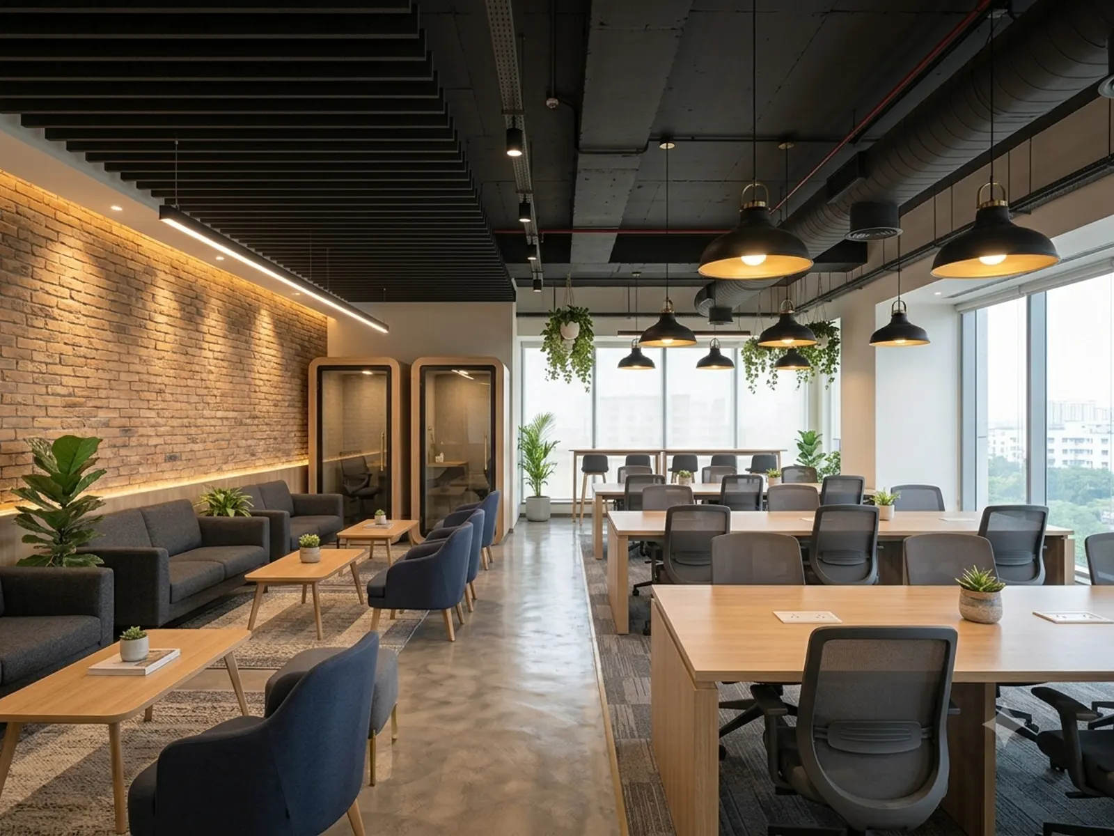 Co-working floor with hot desks
