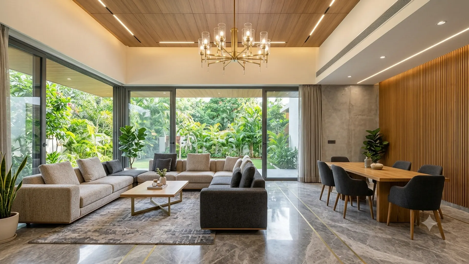 Villa living and dining room
